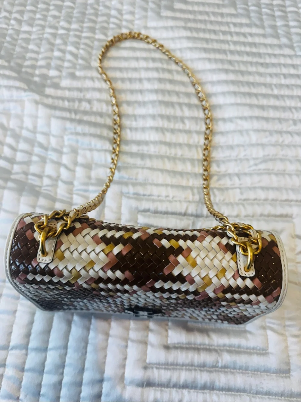 Tory Burch Multicolor Woven Leather Crossbody Bag